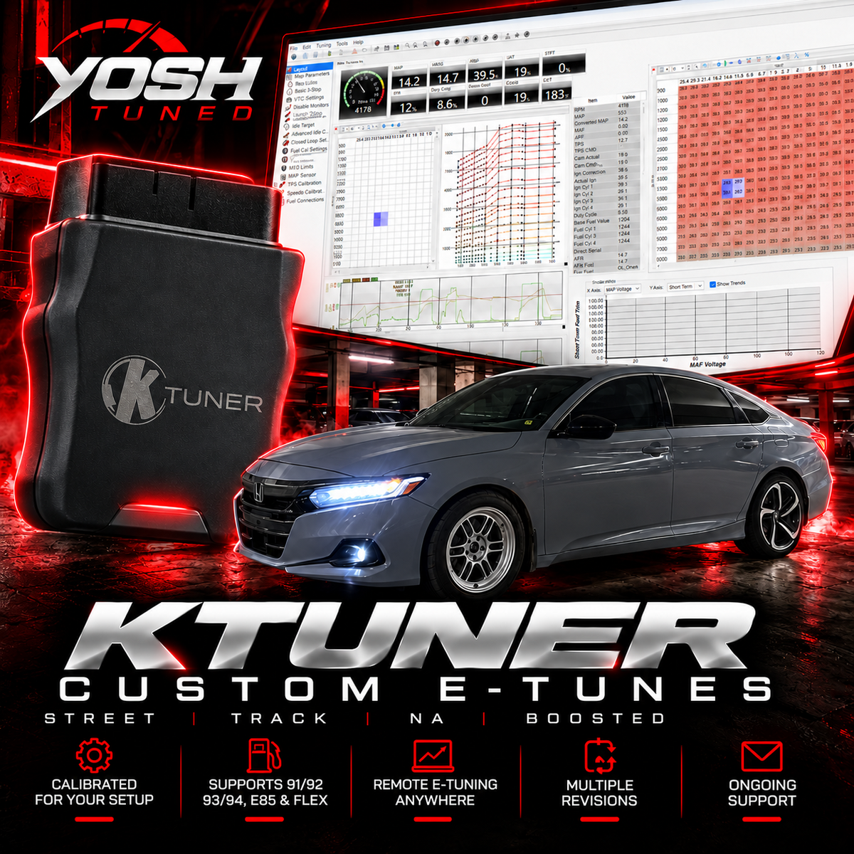 Yosh Tuned KTuner custom e-tuning graphic with gray Honda Accord